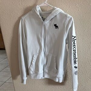 Boy's Abercrombie Kids White Zip-Up Hoodie with Logo size 13/14